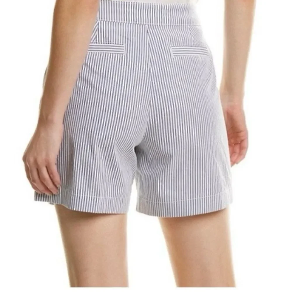 NEW! Brooks Brothers Cotton Seersucker Pleated Shorts Blue White Stripe Size 2